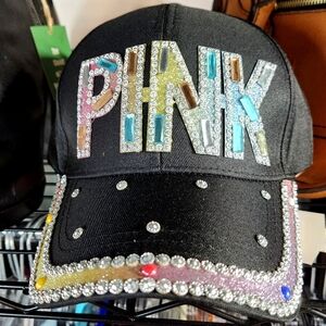 Black Rhinestone Embellished Cap